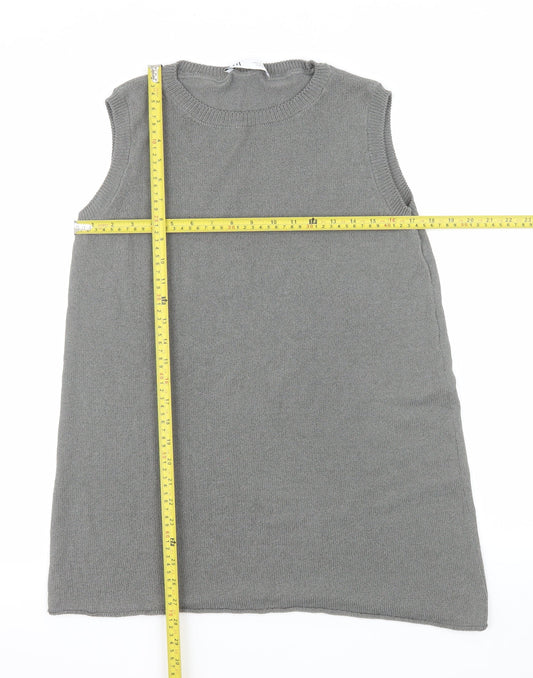 ZARA Women Grey Knit Sleeveless Vest Jumper Size M