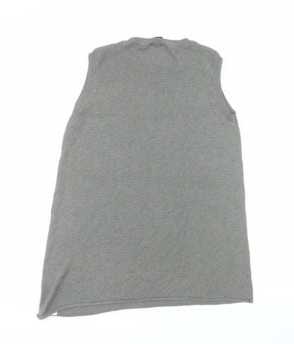 ZARA Women Grey Knit Sleeveless Vest Jumper Size M