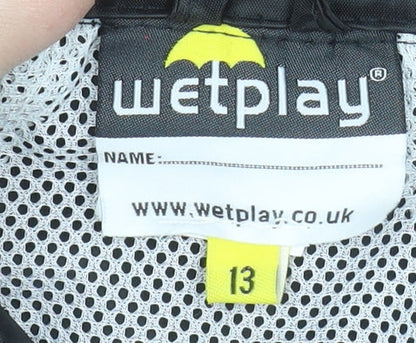 Wetplay Boys Black Waterproof Rain Coat Jacket 13 Years Polyester