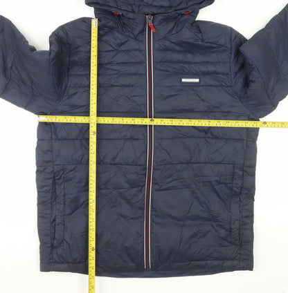 Jack & Jones Men's Blue XL Puffer Jacket Hooded Nylon Winter Coat