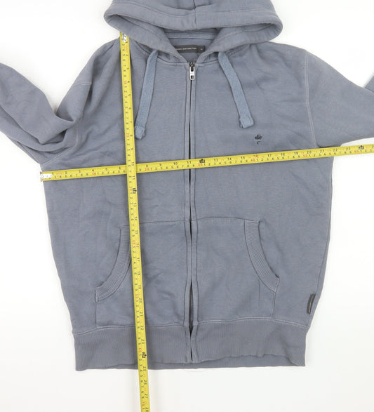 French Connection Men's Grey Full Zip Hooded Cotton Jacket M