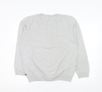 Hugo Boss Men’s Grey Cotton V-Neck Regular Fit Jumper Size M