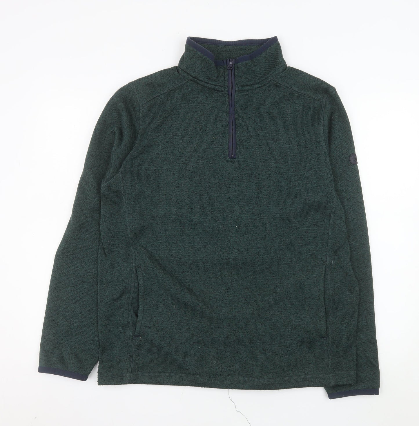 White Stuff Men's Green Half Zip Fleece Sweatshirt Medium