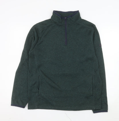White Stuff Men's Green Half Zip Fleece Sweatshirt Medium