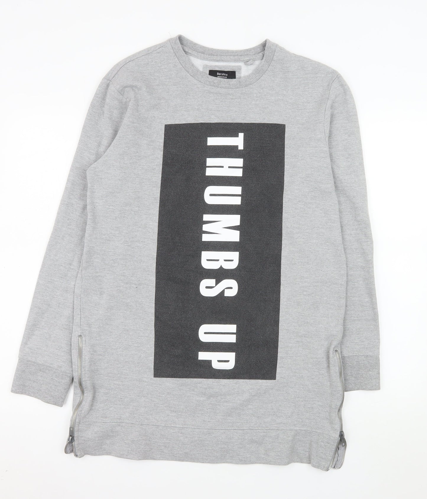 Mens UK Size M Bershka Grey Pullover Sweatshirt