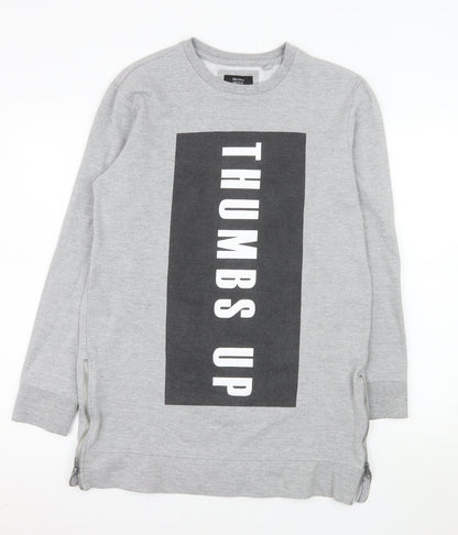 Mens UK Size M Bershka Grey Pullover Sweatshirt
