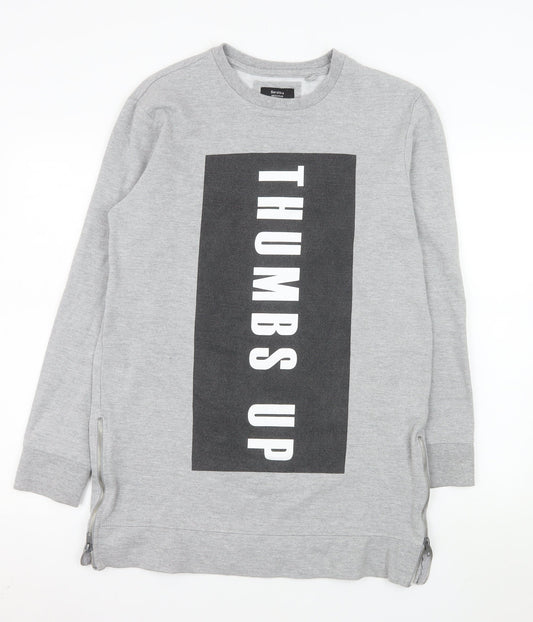 Mens UK Size M Bershka Grey Pullover Sweatshirt