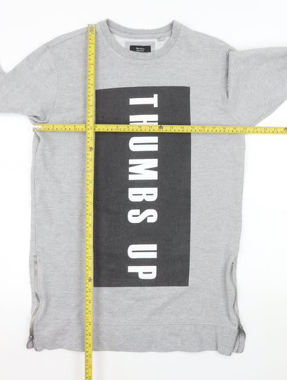 Mens UK Size M Bershka Grey Pullover Sweatshirt