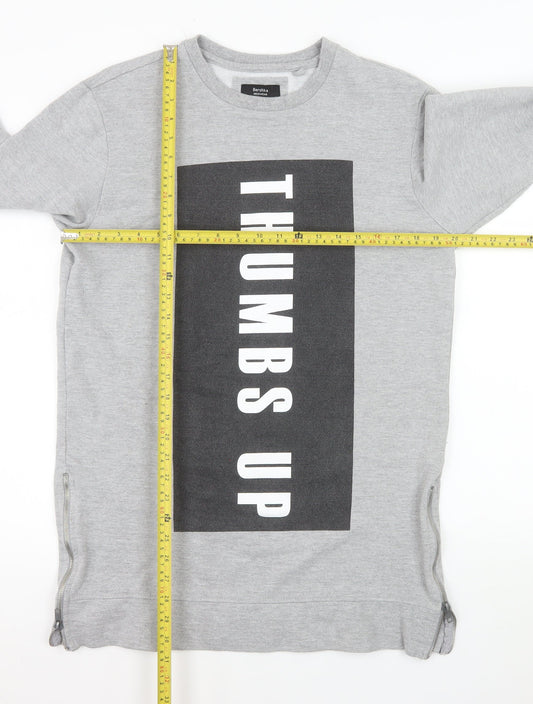 Mens UK Size M Bershka Grey Pullover Sweatshirt