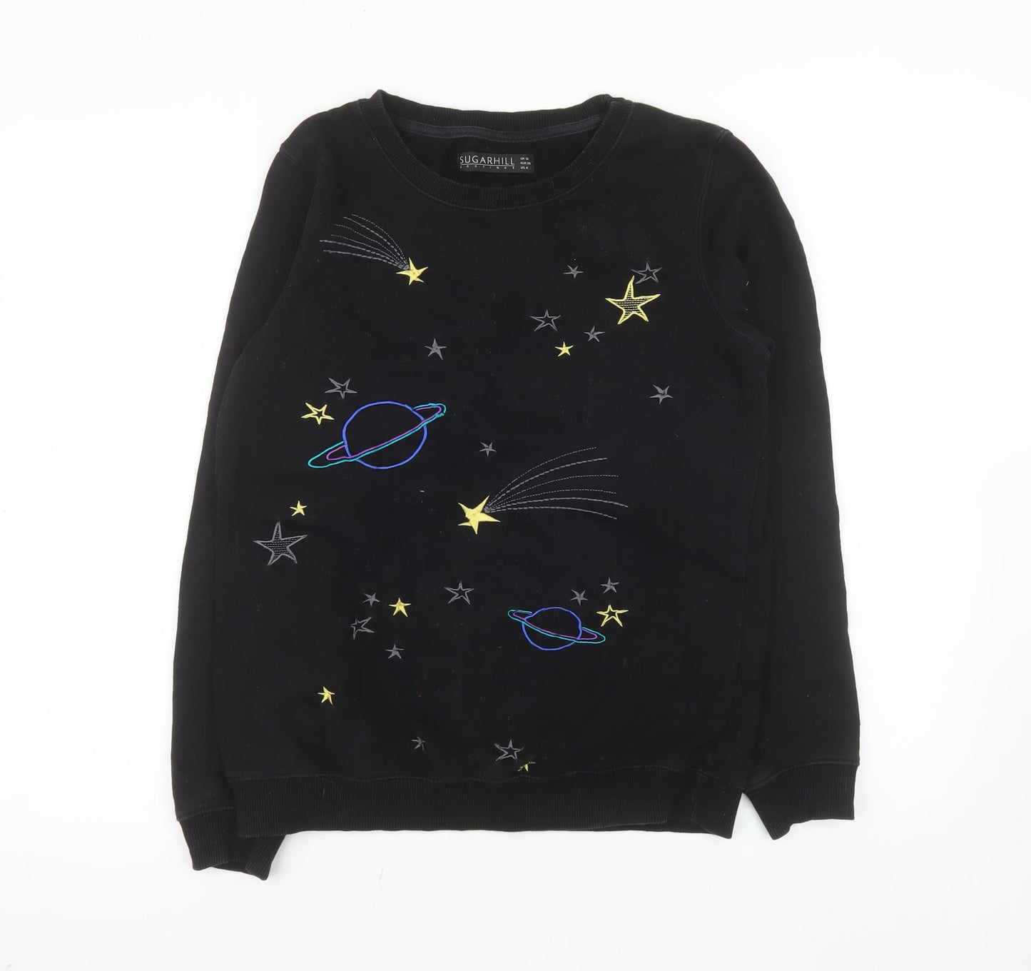 Sugarhill Boutique Girls Black Embroidered Space Sweatshirt UK 10