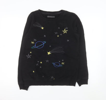 Sugarhill Boutique Girls Black Embroidered Space Sweatshirt UK 10
