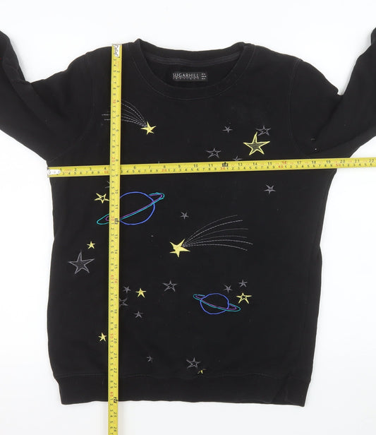 Sugarhill Boutique Girls Black Embroidered Space Sweatshirt UK 10