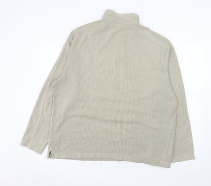 Marks and Spencer Men's Beige XL 1/4 Zip Pullover Sweatshirt