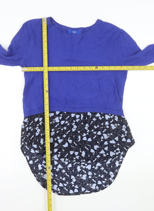 Next Women’s Blue Tunic Blouse UK 6 Long Sleeve Cotton Blend
