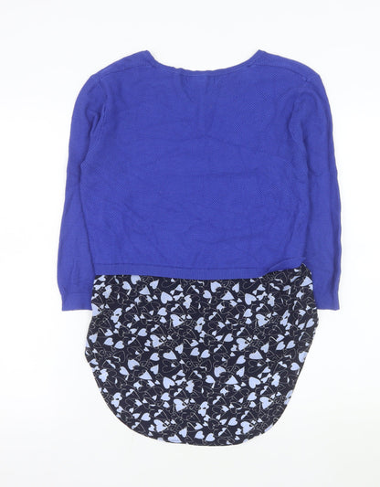 Next Women’s Blue Tunic Blouse UK 6 Long Sleeve Cotton Blend
