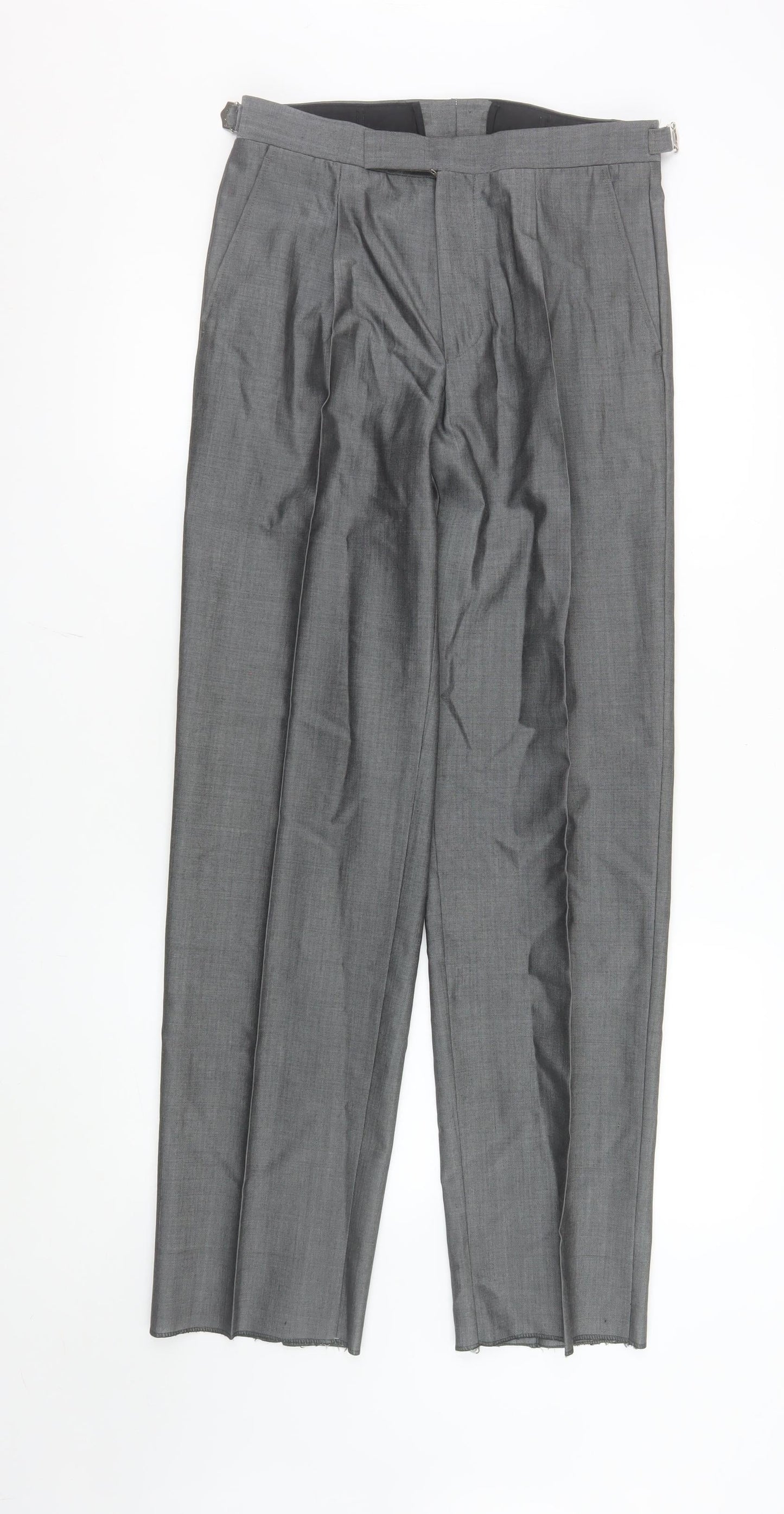 Mens UK Size 30R Torre Classic Fit Dress Pants Grey Trousers