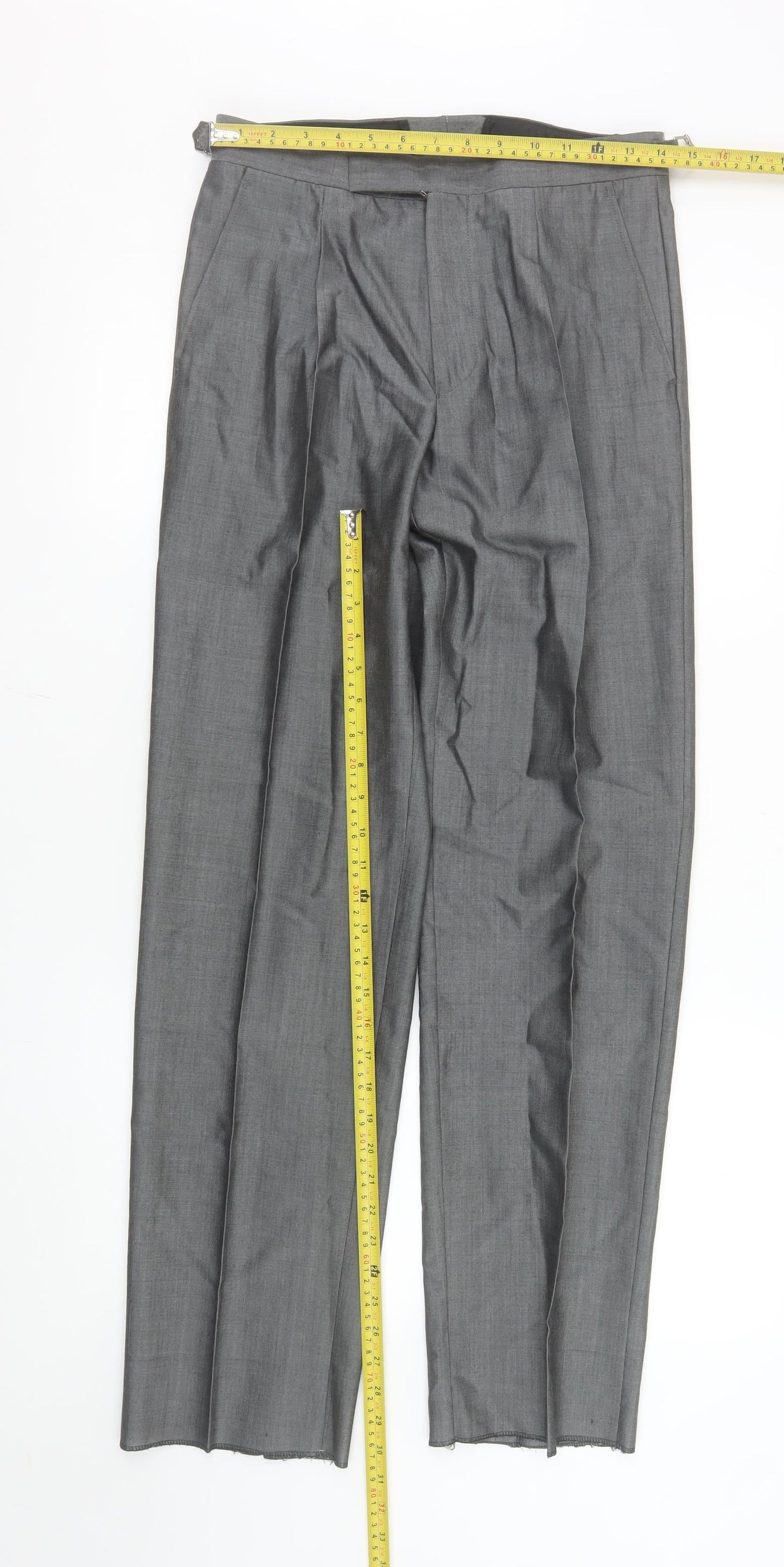 Mens UK Size 30R Torre Classic Fit Dress Pants Grey Trousers