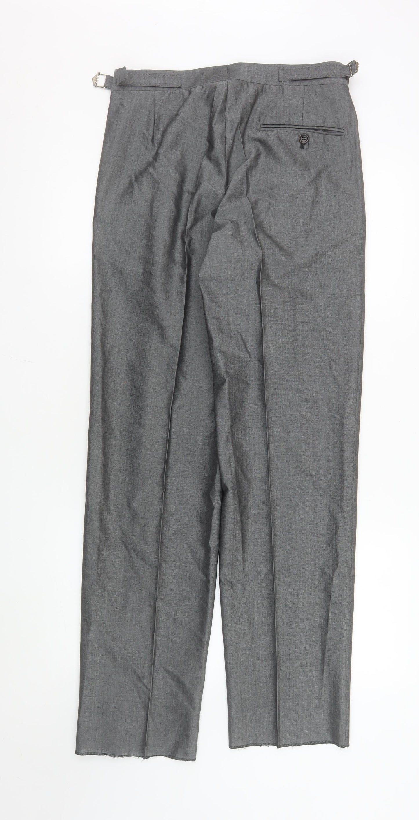 Mens UK Size 30R Torre Classic Fit Dress Pants Grey Trousers
