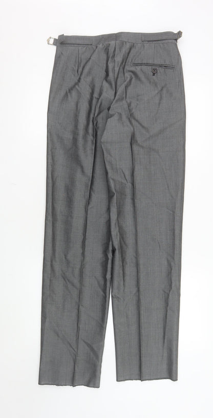 Mens UK Size 30R Torre Classic Fit Dress Pants Grey Trousers