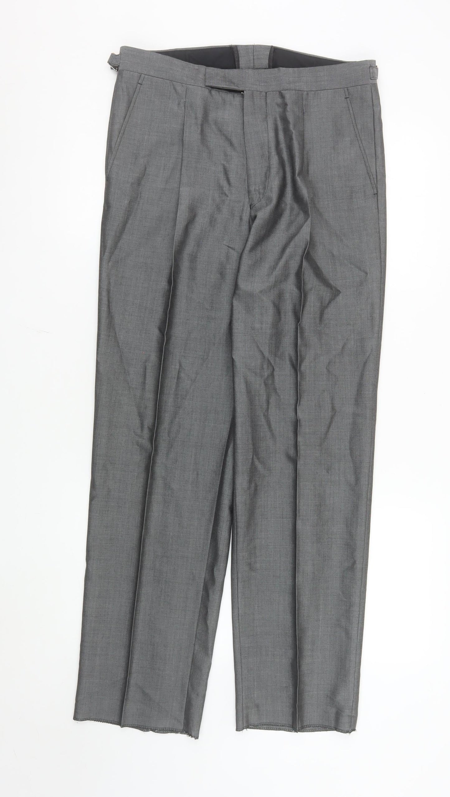 Mens UK Size 32S Torre Classic Fit Dress Pants Grey Trousers