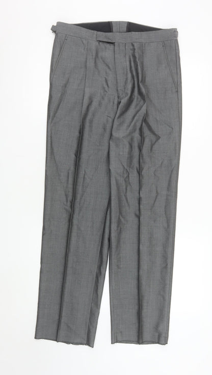 Mens UK Size 32S Torre Classic Fit Dress Pants Grey Trousers