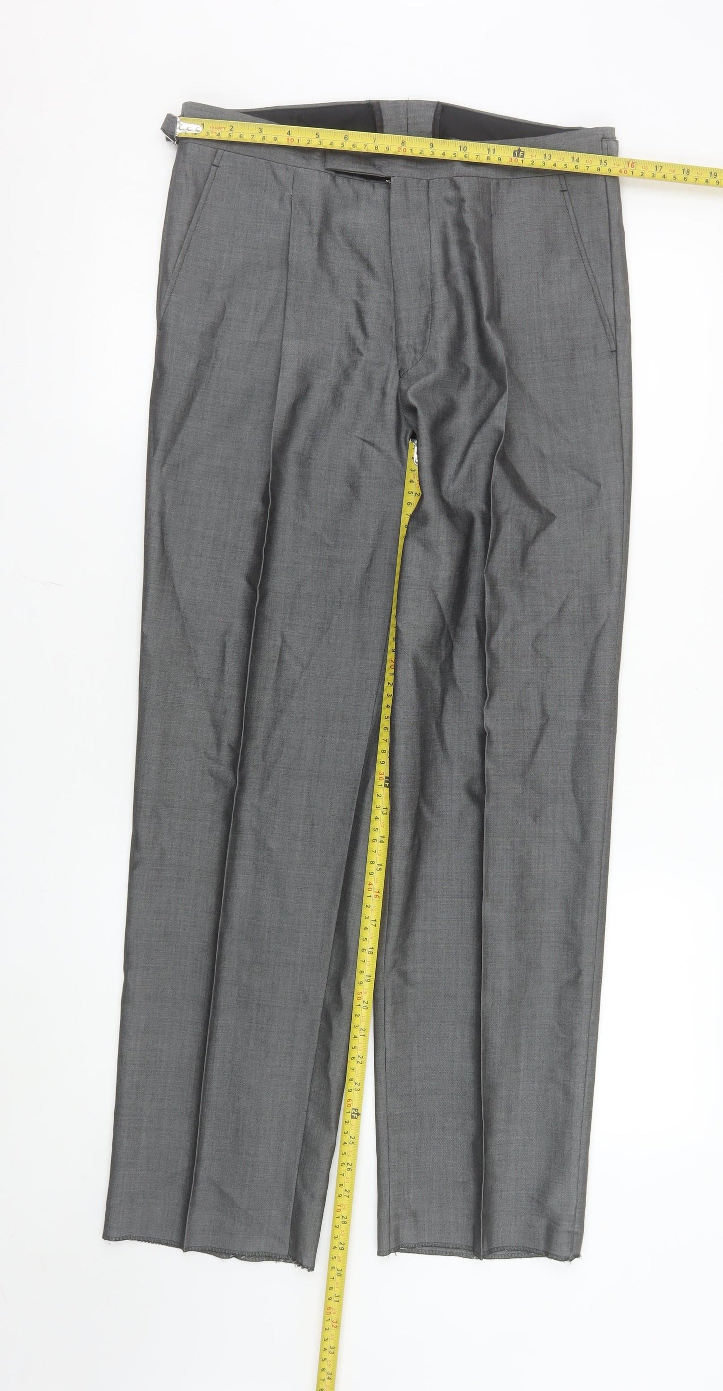 Mens UK Size 32S Torre Classic Fit Dress Pants Grey Trousers