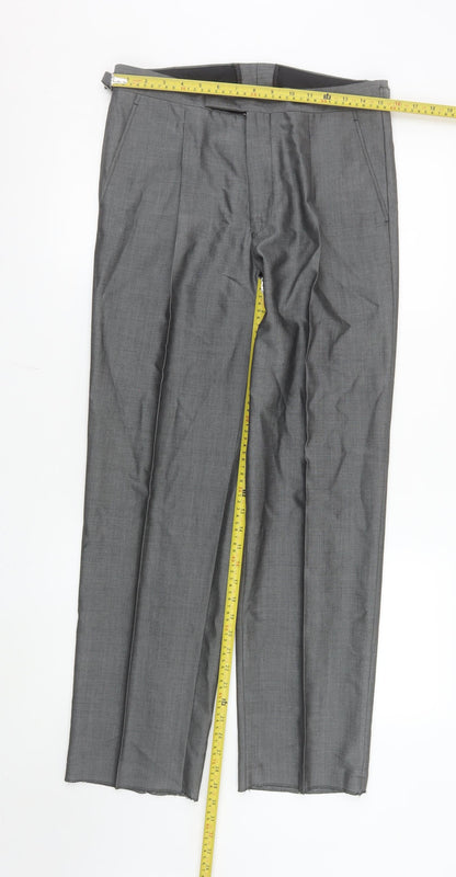 Mens UK Size 32S Torre Classic Fit Dress Pants Grey Trousers