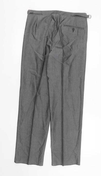 Mens UK Size 32S Torre Classic Fit Dress Pants Grey Trousers
