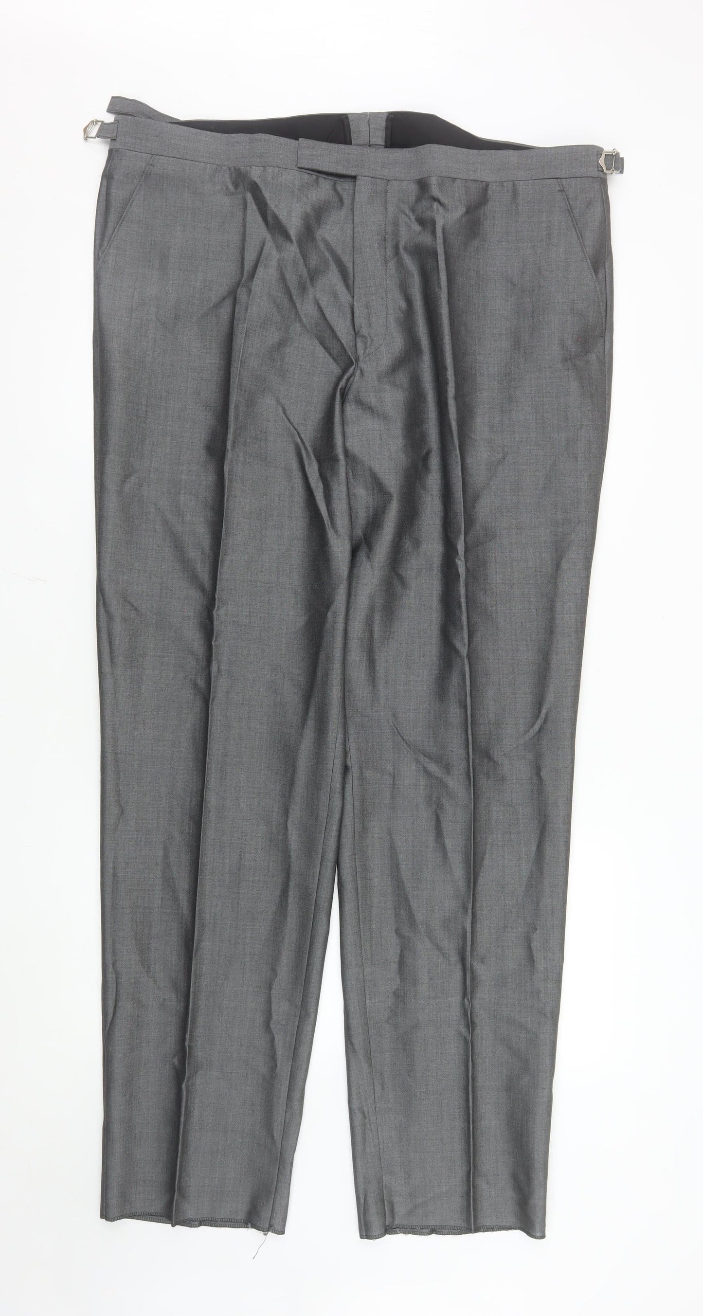 Mens UK Size 42L Torre Regular Fit Dress Pants Grey Trousers
