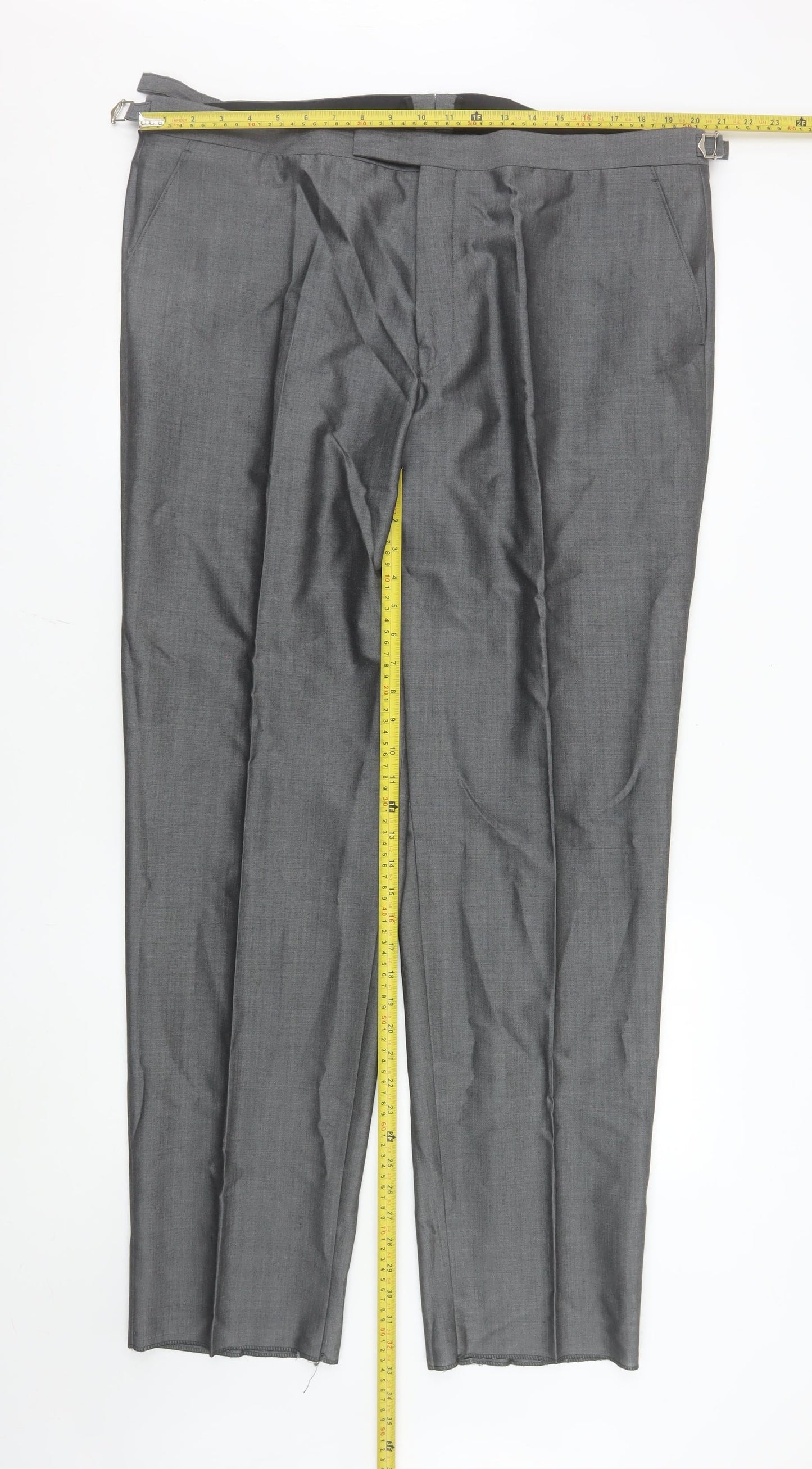 Mens UK Size 42L Torre Regular Fit Dress Pants Grey Trousers