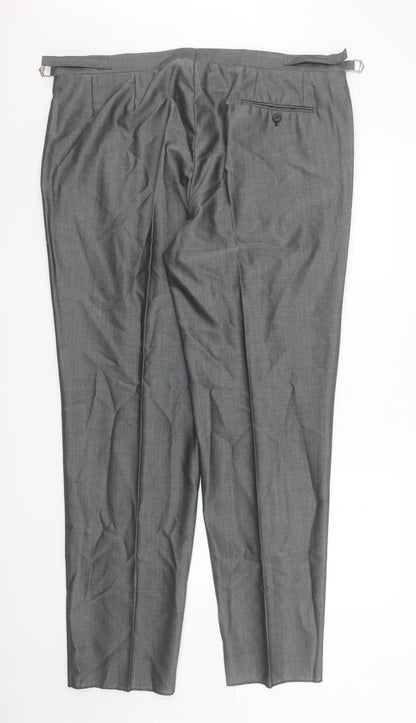 Mens UK Size 42L Torre Regular Fit Dress Pants Grey Trousers