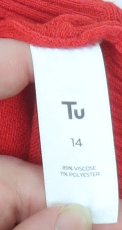 Womens UK Size 14 TU Red Basic Blouse