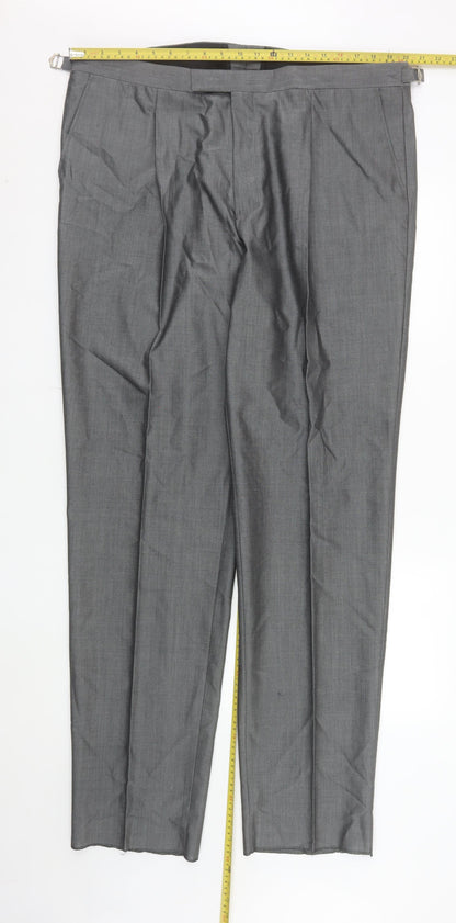 Torre Men’s Grey Wool Blend Pleated Dress Trousers Size XL 42in
