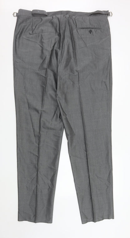 Torre Men’s Grey Wool Blend Pleated Dress Trousers Size XL 42in