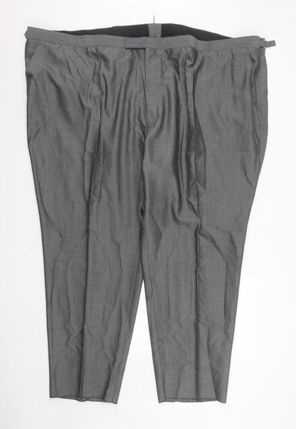 Torre Men’s Grey Wool Blend Pleated Dress Trousers Size 60S