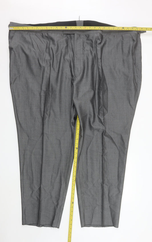 Torre Men’s Grey Wool Blend Pleated Dress Trousers Size 60S