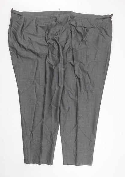 Torre Men’s Grey Wool Blend Pleated Dress Trousers Size 60S