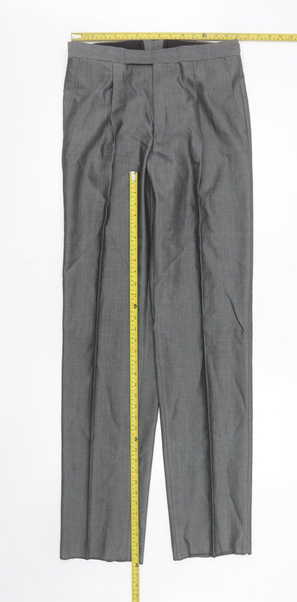 Torre Men's Grey Wool Blend Pleated Dress Trousers 32 XL