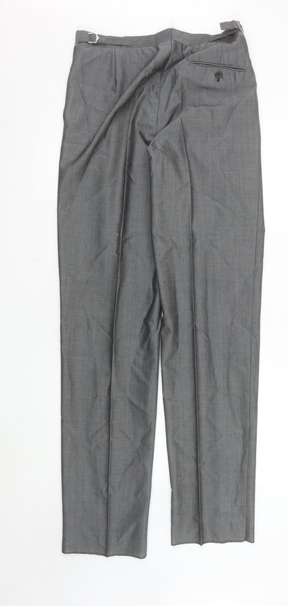 Torre Men's Grey Wool Blend Pleated Dress Trousers 32 XL