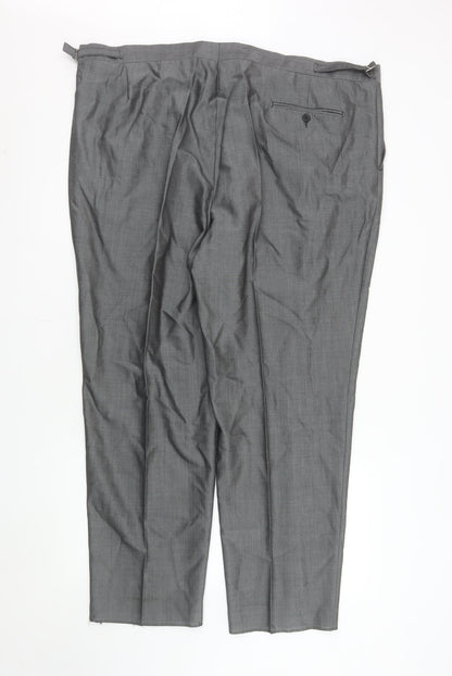 Torre Men's Grey Wool Blend Pleated Dress Trousers UK 46S
