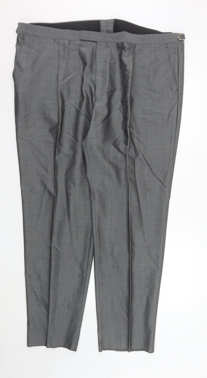 Mens UK Size 48R Torre Regular Fit Dress Pants Grey Trousers