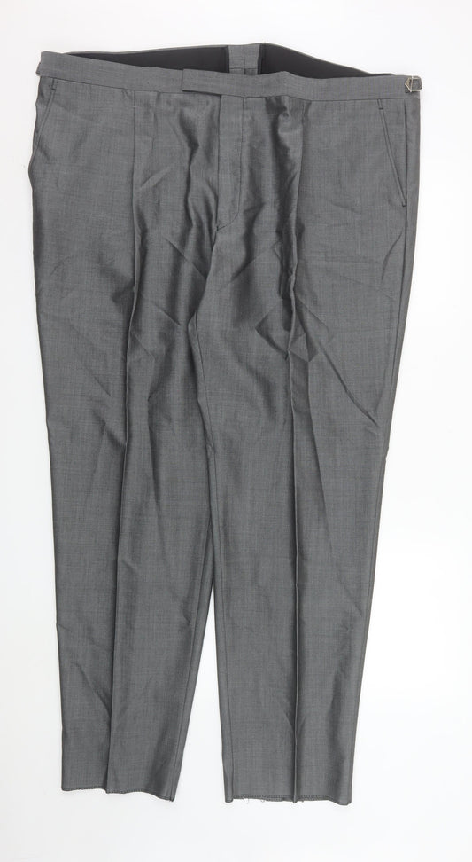 Mens UK Size 48R Torre Regular Fit Dress Pants Grey Trousers