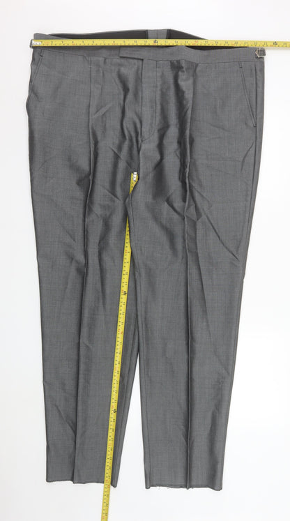 Mens UK Size 48R Torre Regular Fit Dress Pants Grey Trousers