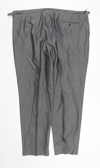 Mens UK Size 48R Torre Regular Fit Dress Pants Grey Trousers