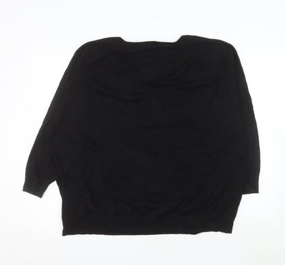 Phase Eight Womens Black V-Neck Pullover Sweater UK 2XL