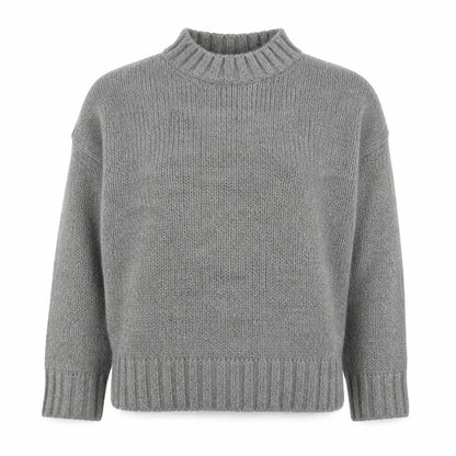 French Connection Women Grey Mock Neck Chunky Knit Jumper Size S