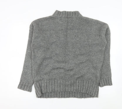 French Connection Women Grey Mock Neck Chunky Knit Jumper Size S