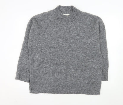 Marks and Spencer Women's Grey Wool Blend Mock Neck Jumper L