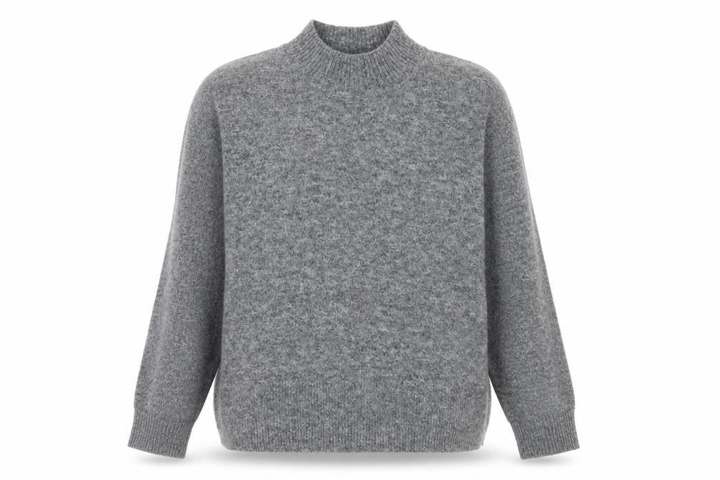 Marks and Spencer Women's Grey Wool Blend Mock Neck Jumper L