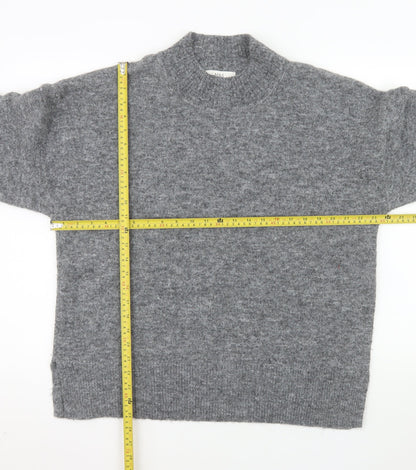 Marks and Spencer Women's Grey Wool Blend Mock Neck Jumper L